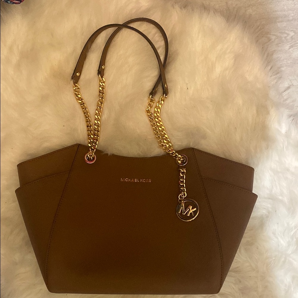Michael Kors Brown and Gold Tote Bag EUC
